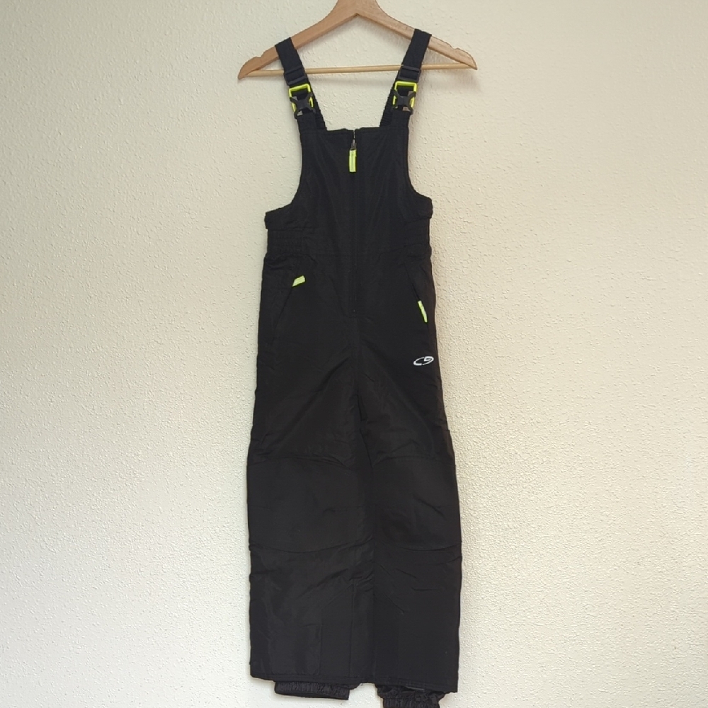 Black Snow Bib Overalls with Neon Accents